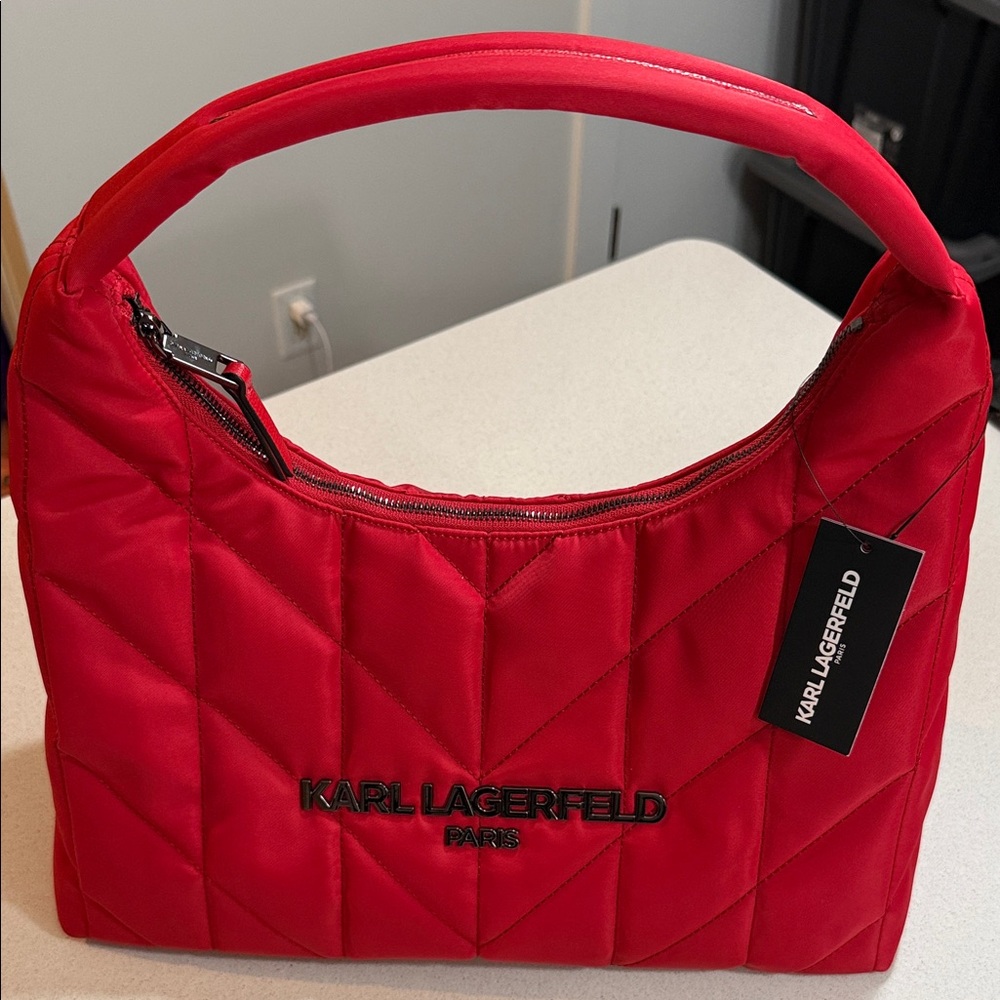 Karl Lagerfeld Red Quilted Hobo Bag